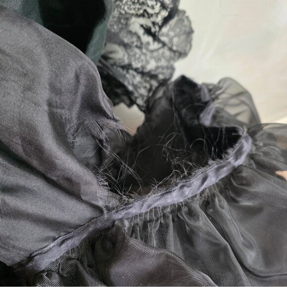 Valentino 1980s Sequined Black and Gold Tiered Taffeta and Lace Dress Rare XS - Picture 10 of 15